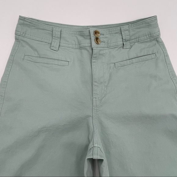 A New Day Mint Green High Waisted Culottes Cropped Wide Leg Pants Stetch Gaucho - Picture 11 of 12